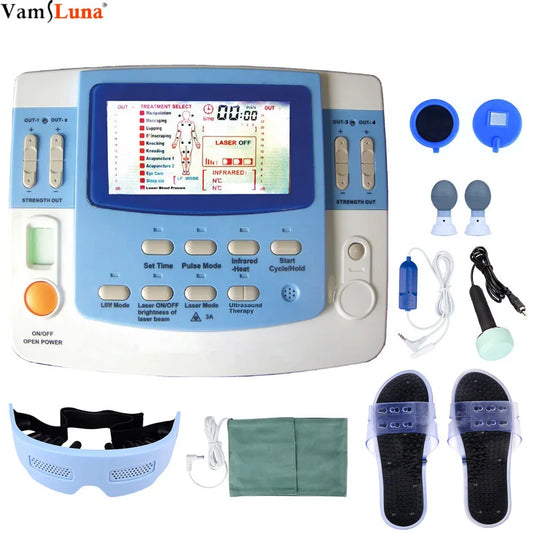 Máquina Terapia Ultrassónica Eletromagnética Pulsada - TENS EMS Fisioterapia 7 Canais Laser