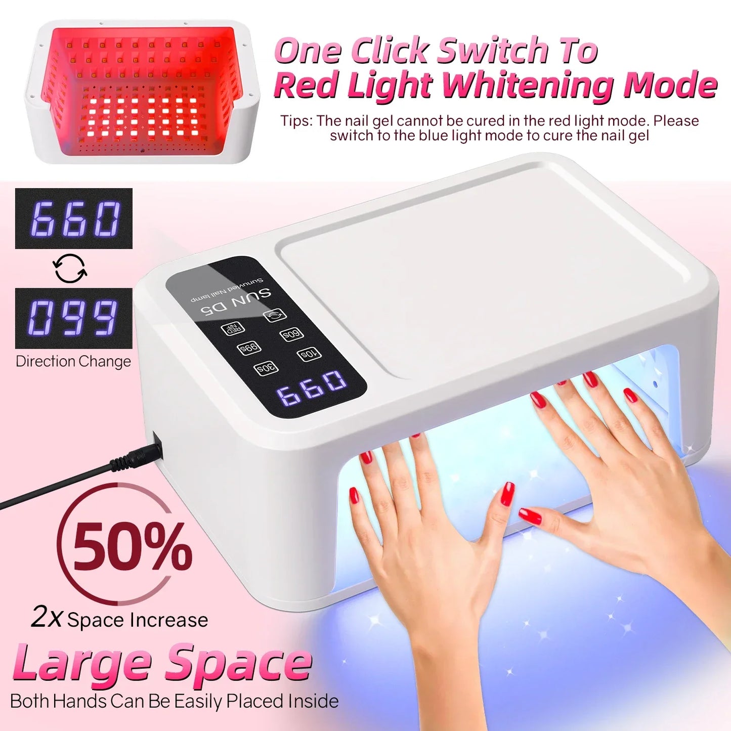 140 Contas Lâmpada Profissional UV LED para Unhas 480W Lâmpada de Cura Rápida de Verniz Gel com Tela de Display LCD Sensor Inteligente