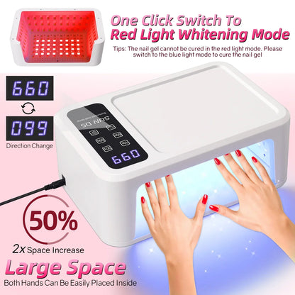 140 Contas Lâmpada Profissional UV LED para Unhas 480W Lâmpada de Cura Rápida de Verniz Gel com Tela de Display LCD Sensor Inteligente
