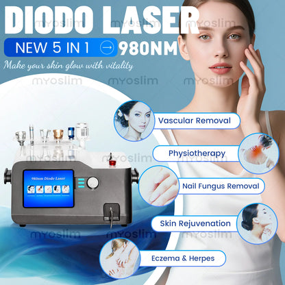 30W 5 in 1 980nm Diode Laser Blood Vessels Removal Nail Fungus 980 Diode Laser Vascular Removal Machine Remove Spider Veins