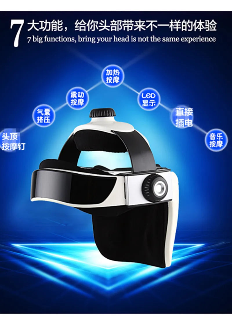 Capacete Massageador de Cabeça - Pressão de Ar, Vibração e Compressão Térmica
