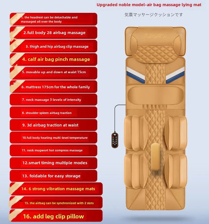 Upgrade Large Area Vibration Airbag Swing Heated Neck Massager Full Body Massage Mat Mattress Traction Lumbar with Remote Contro