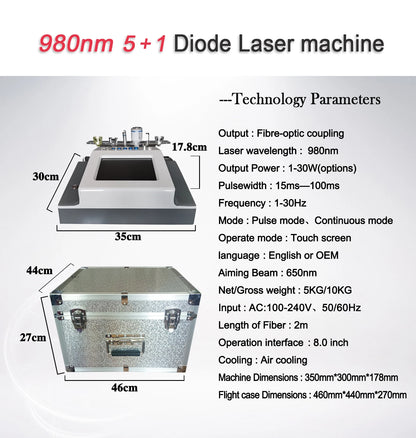 5 In 1 980nm Diode Laser Machine Nail Fungus Treatment Spider Veins Vascular Removal Skin Rejuvenation Beauty Device
