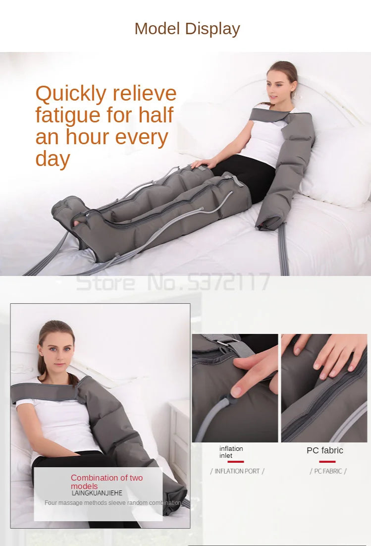 Massageador Portátil de Drenagem Linfática - Máquina de Pressoterapia Detox com Terapia de Pressão de Ar