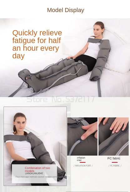 Massageador Portátil de Drenagem Linfática - Máquina de Pressoterapia Detox com Terapia de Pressão de Ar