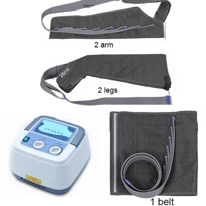 Massageador de Pressoterapia com 8 Airbags - Compressão de Ar para Pernas e Pés com Vibração e Terapia Infravermelha