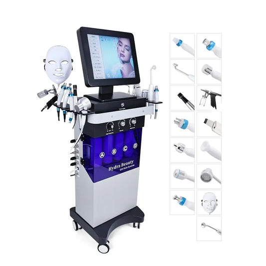 Máquina Hidrodermabrasão 15 em 1 - Oxigénio CO2 Bolhas Hydra Dermabrasão Facial Beleza