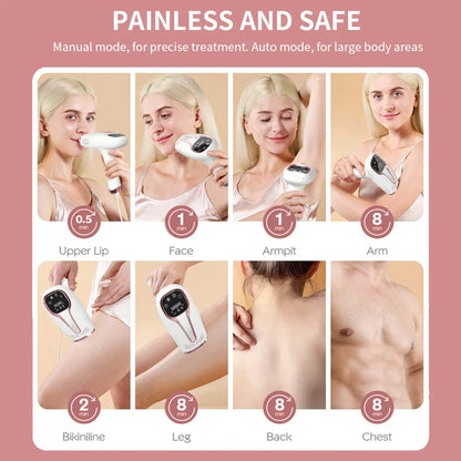 Depilador IPL Laser Feminino Profissional - Luz Pulsada Elétrico Rosto Corpo Biquíni 999.999 Flashes