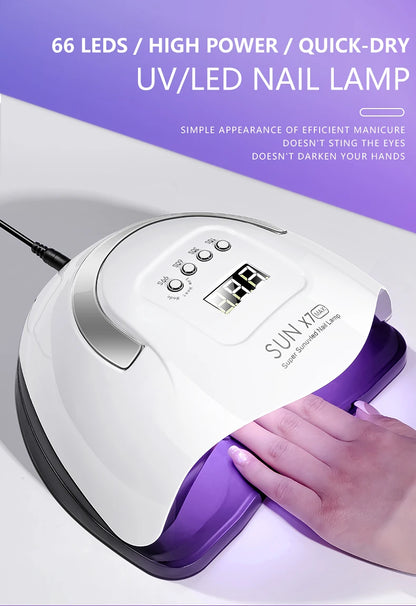 66 Contas da Lâmpada Fonte de Luz Dupla Lâmpada para Unhas,Secador de Unhas UV de Alta Potência para Todo Verniz Gel de Unhas, Luz de Fototerapia LED para Unhas de Salão