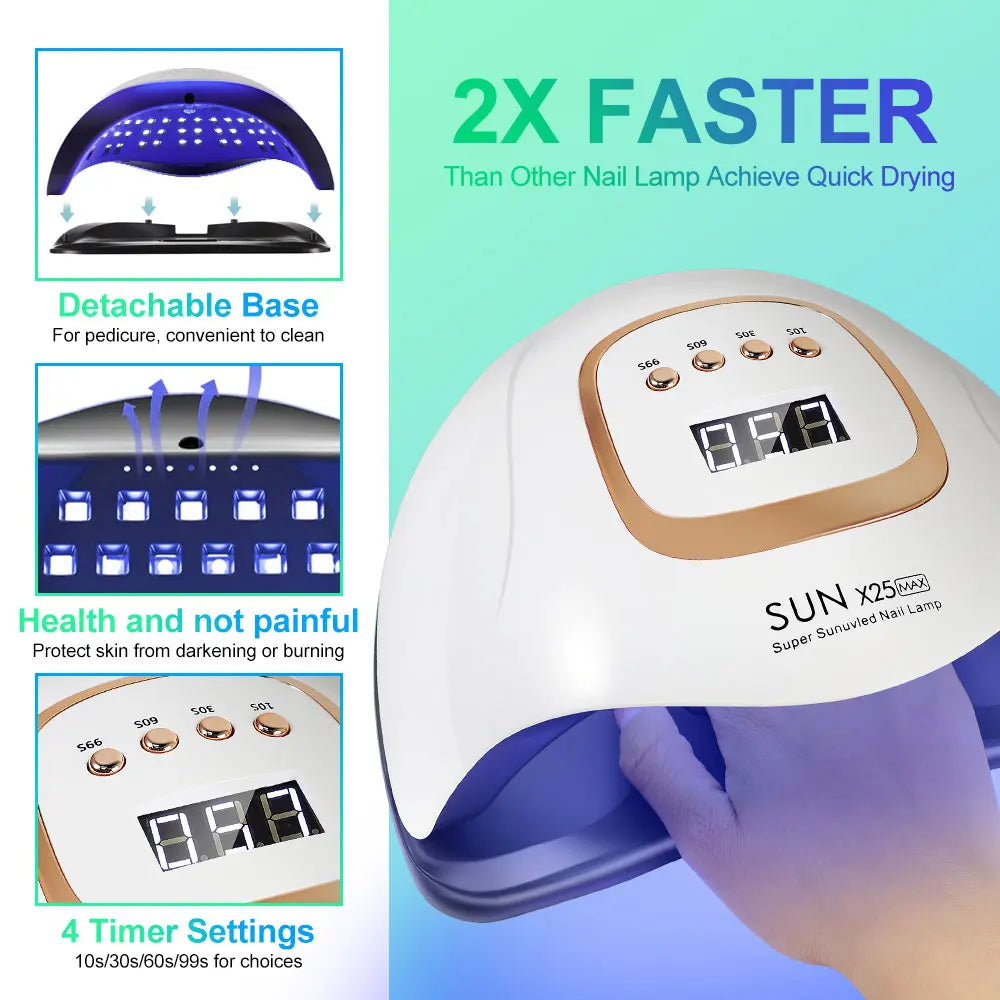 SUN X25MAX 81LED Lâmpada UV para Secagem de Unhas Cura Rápida Todo Verniz Gel para Unhas Secador de Luz UV Profissional Potente Salão de Manicure