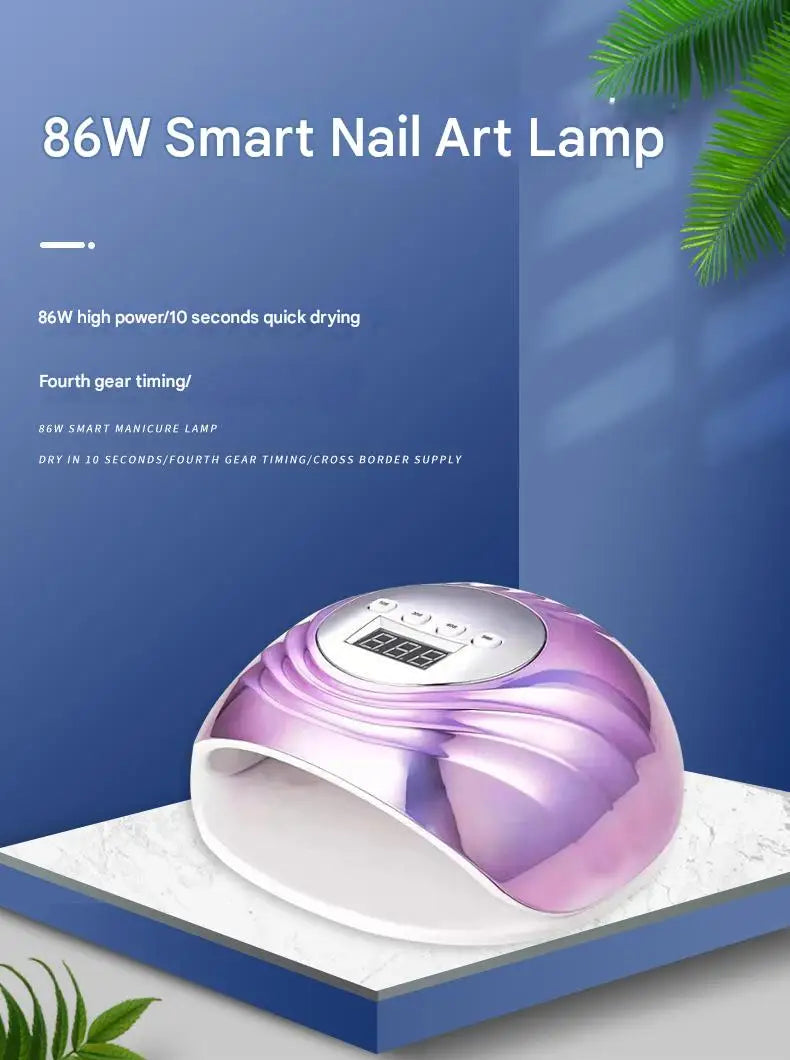 Lâmpada para Unhas 86W UV LED Luz Vermelha com Sensor Inteligente - Secador Portátil de Cura Rápida de Verniz Gel para Uso Doméstico e Salão