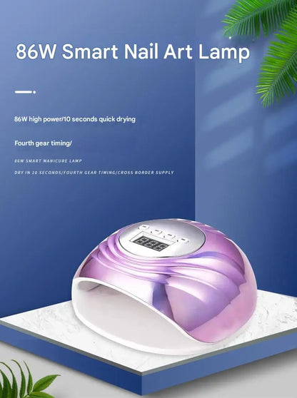 Lâmpada para Unhas 86W UV LED Luz Vermelha com Sensor Inteligente - Secador Portátil de Cura Rápida de Verniz Gel para Uso Doméstico e Salão