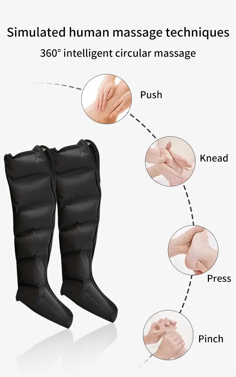 Botas Pressoterapia Pernas com Controlo Remoto - Massagem Compressão Pneumática Relaxamento Profundo