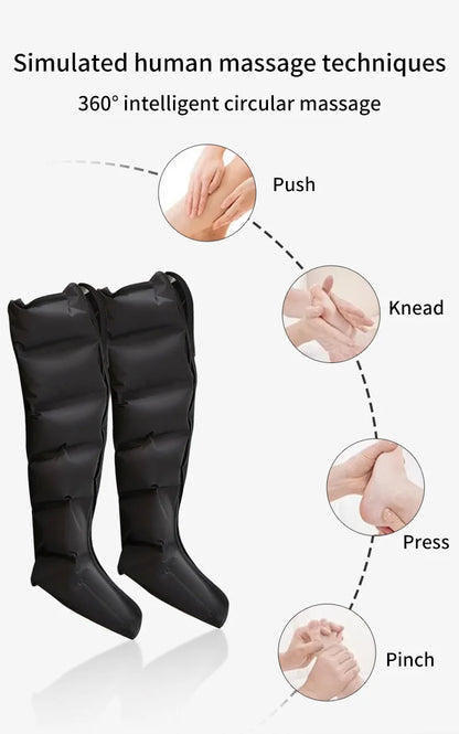 Botas Pressoterapia Pernas com Controlo Remoto - Massagem Compressão Pneumática Relaxamento Profundo