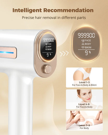 Depilador IPL Laser 9 Níveis 999.900 Flashes - Luz Pulsada Permanente Indolor Casa