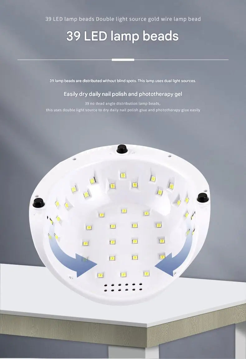 Lâmpada para Unhas 86W UV LED Luz Vermelha com Sensor Inteligente - Secador Portátil de Cura Rápida de Verniz Gel para Uso Doméstico e Salão