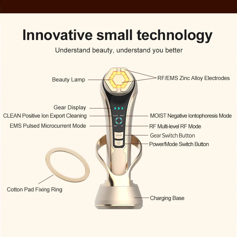 Novo Dispositivo RF Lifting e Firmeza Facial - Rejuvenescimento EMS Microcorrente Equipamento Beleza Doméstico