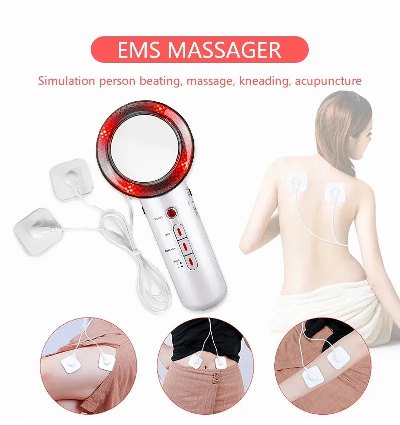 Massageador Ultrassónico 3 em 1 - Cavitação EMS Anti-Celulite com Infravermelho