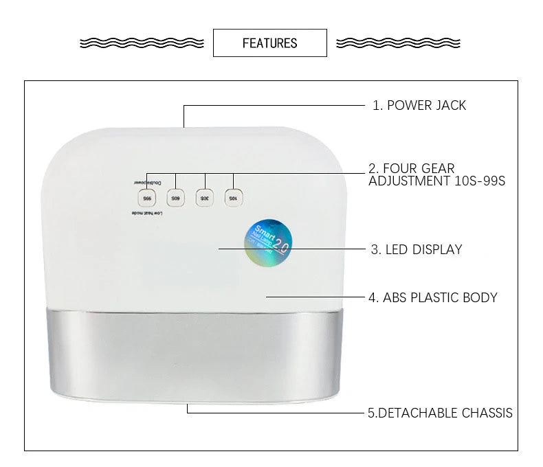 SUNUV SUN3 Nail Dryer Smart 2.0 48W UV LED Lamp Nail with Smart Timer Memory Nail Drying Machine Invisible Digital Timer Display