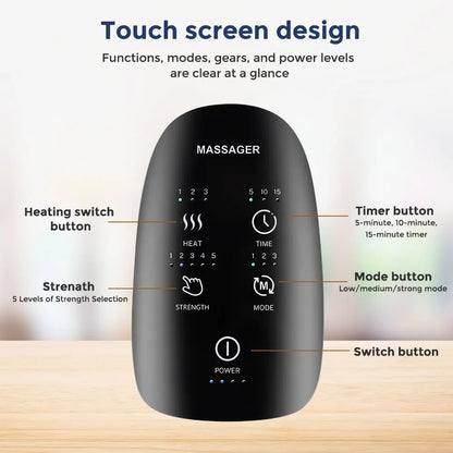 Massageador Inteligente de Mãos Sem Fios - Pressão de Ar, Vibração e Compressão Térmica