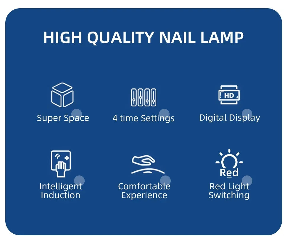 140 Contas Lâmpada Profissional UV LED para Unhas 480W Lâmpada de Cura Rápida de Verniz Gel com Tela de Display LCD Sensor Inteligente