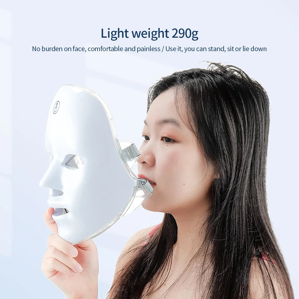 Máquina de Beleza LED Rosto e Pescoço - Ferramenta Profissional Cuidados da Pele Fototerapia