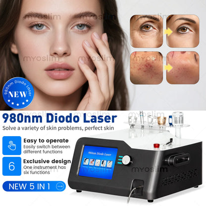 30W 5 in 1 980nm Diode Laser Blood Vessels Removal Nail Fungus 980 Diode Laser Vascular Removal Machine Remove Spider Veins